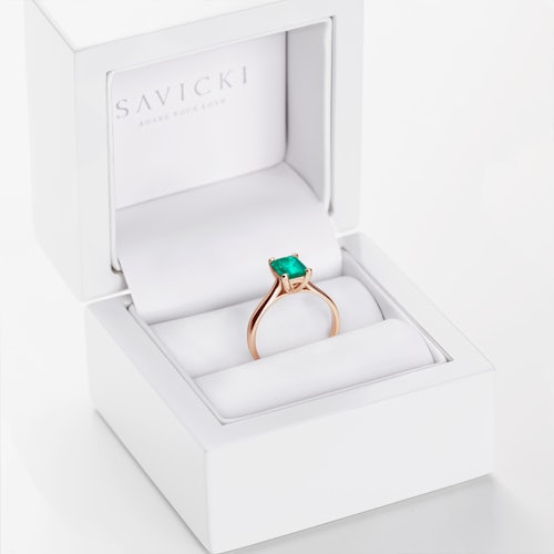 Pierścionek zaręczynowy SAVICKI: różowe złoto, szmaragd